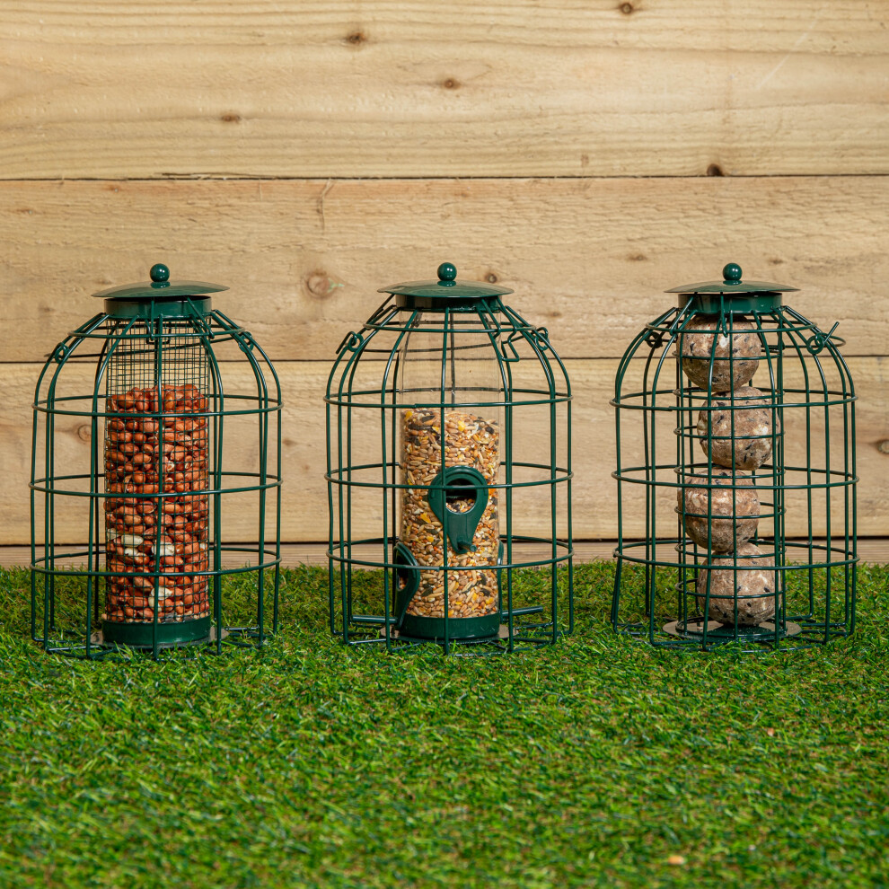 Samuel Alexander Pack of 3 Hanging Nut Seed & Fat Ball Bird Feeders with Squirrel Guard