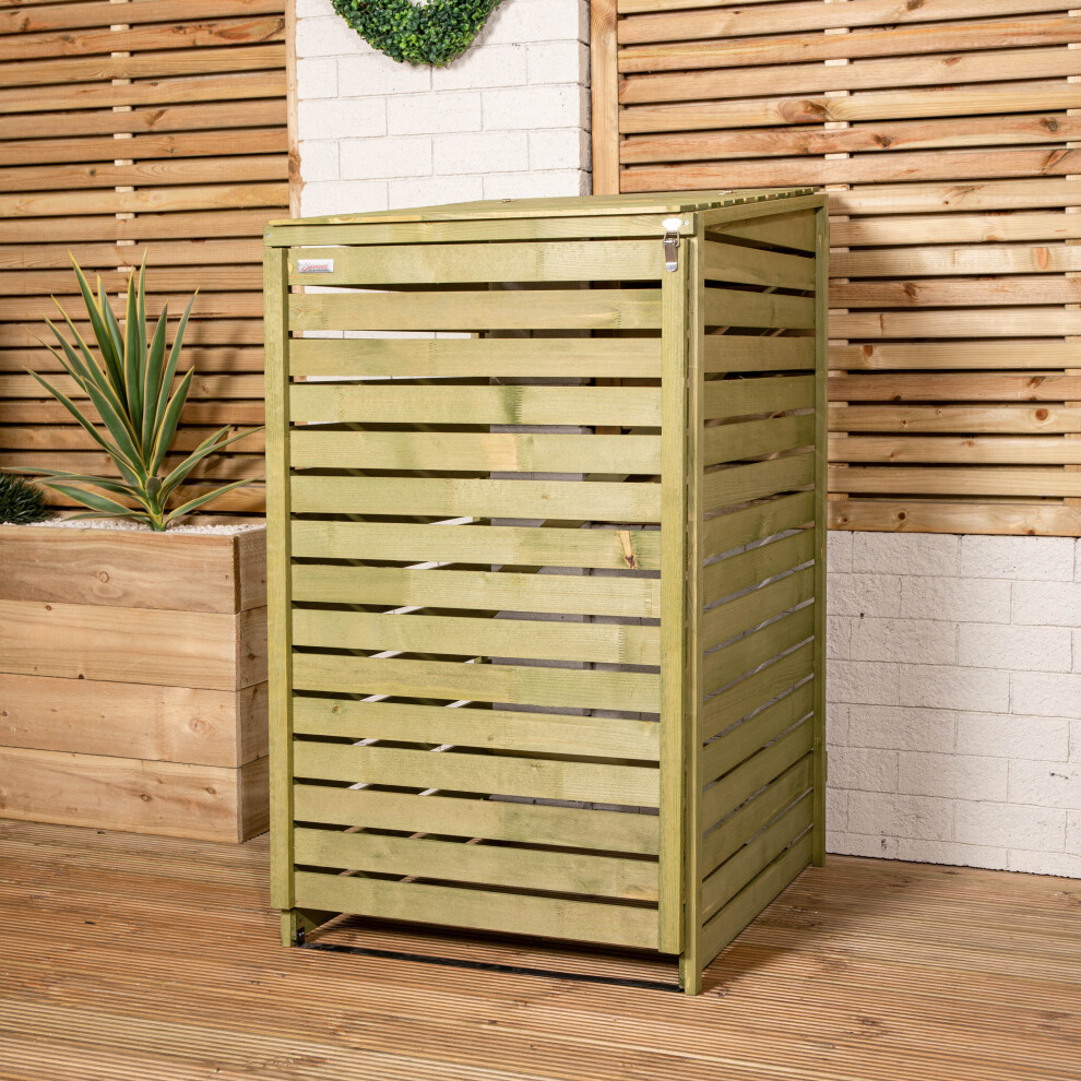 Samuel Alexander 68Cm X 1.2M Wooden Outdoor Garden Single Wheelie Bin Store Storage