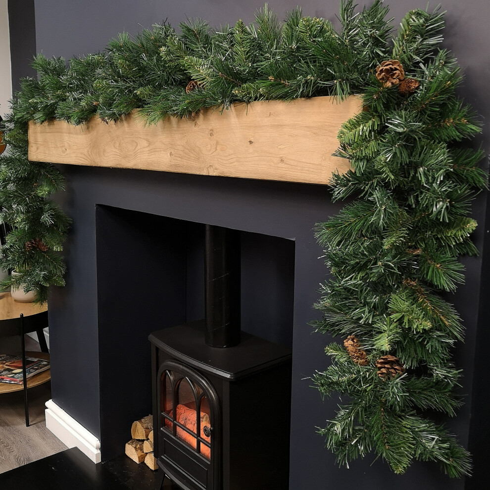 Samuel Alexander 2.7M Christmas Garland With Pine Cones And Mixed Needles Green