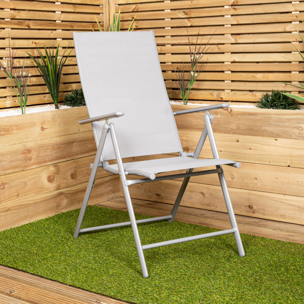 Samuel Alexander Outdoor Garden Patio Multi Position Reclining Folding Chair In Grey