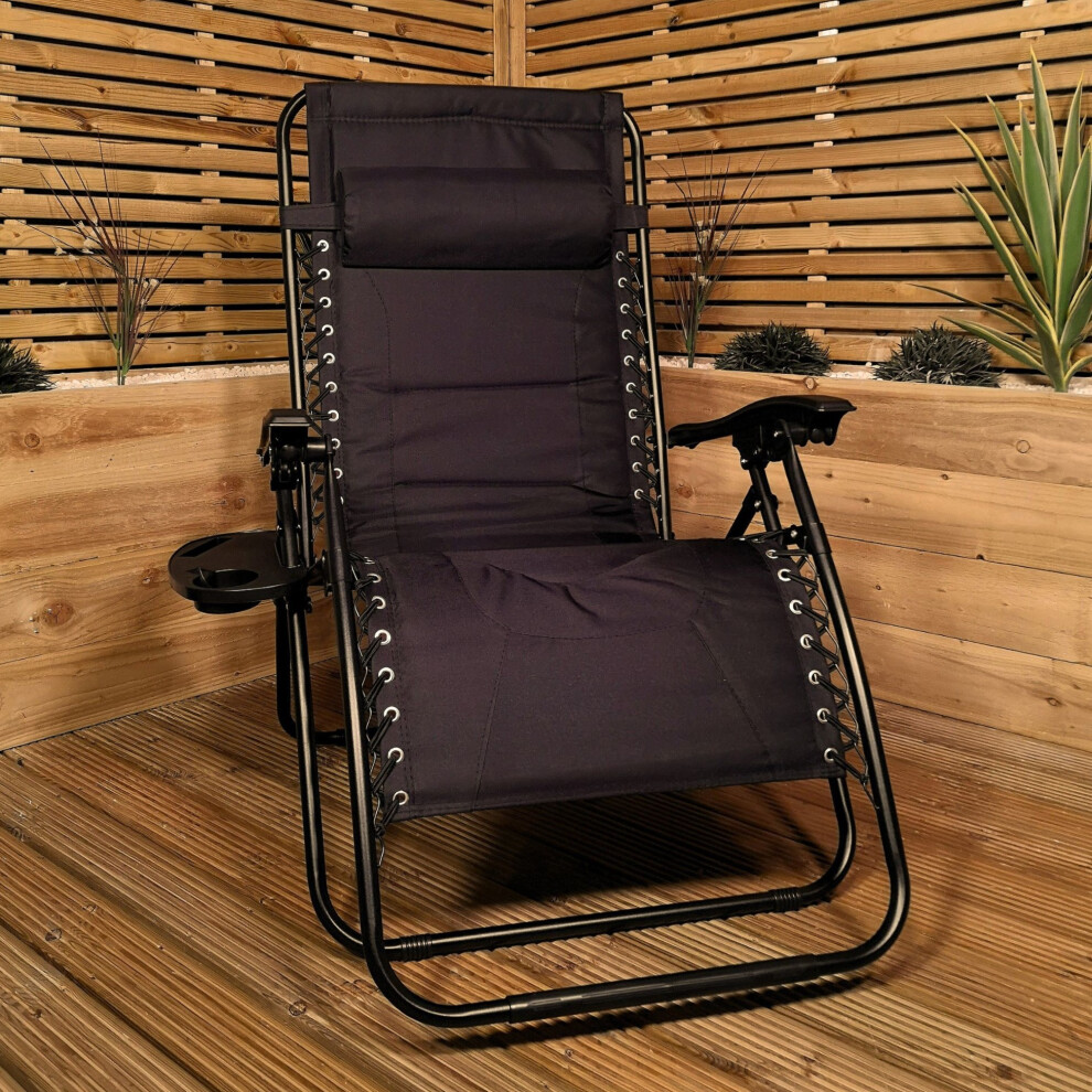 Samuel Alexander Unisex Black Luxury Padded Multi Position Zero Gravity Garden Relaxer Chair Lounger In All 150Cm - Image 5