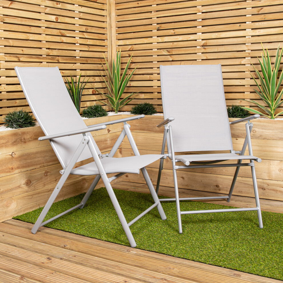 Samuel Alexander Unisex Grey Set Of Outdoor Garden Patio Multi Position Reclining Folding Chair In Size 2 - Image 4