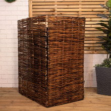 Willow Wheelie Bin Screen Hideaway - 1.16m Tall x 61cm Wide, Rustic Garden Patio Cover with Hinged Panels - No Assembly