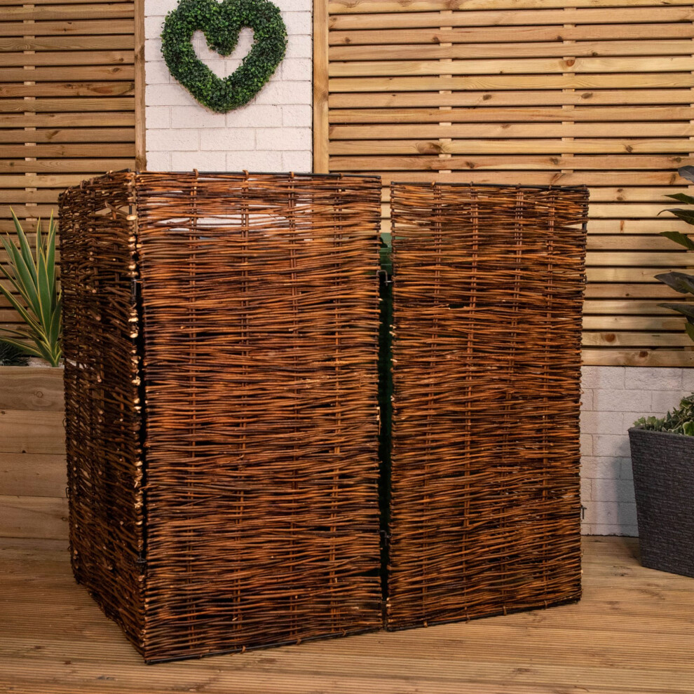 Samuel Alexander 1.16M X 1.22M Double Garden Patio Willow Wheelie Bin Screen Hideaway