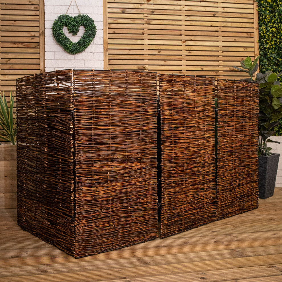 Samuel Alexander 1.16M X 1.83M Triple Garden Patio Willow Wheelie Bin Screen Hideaway