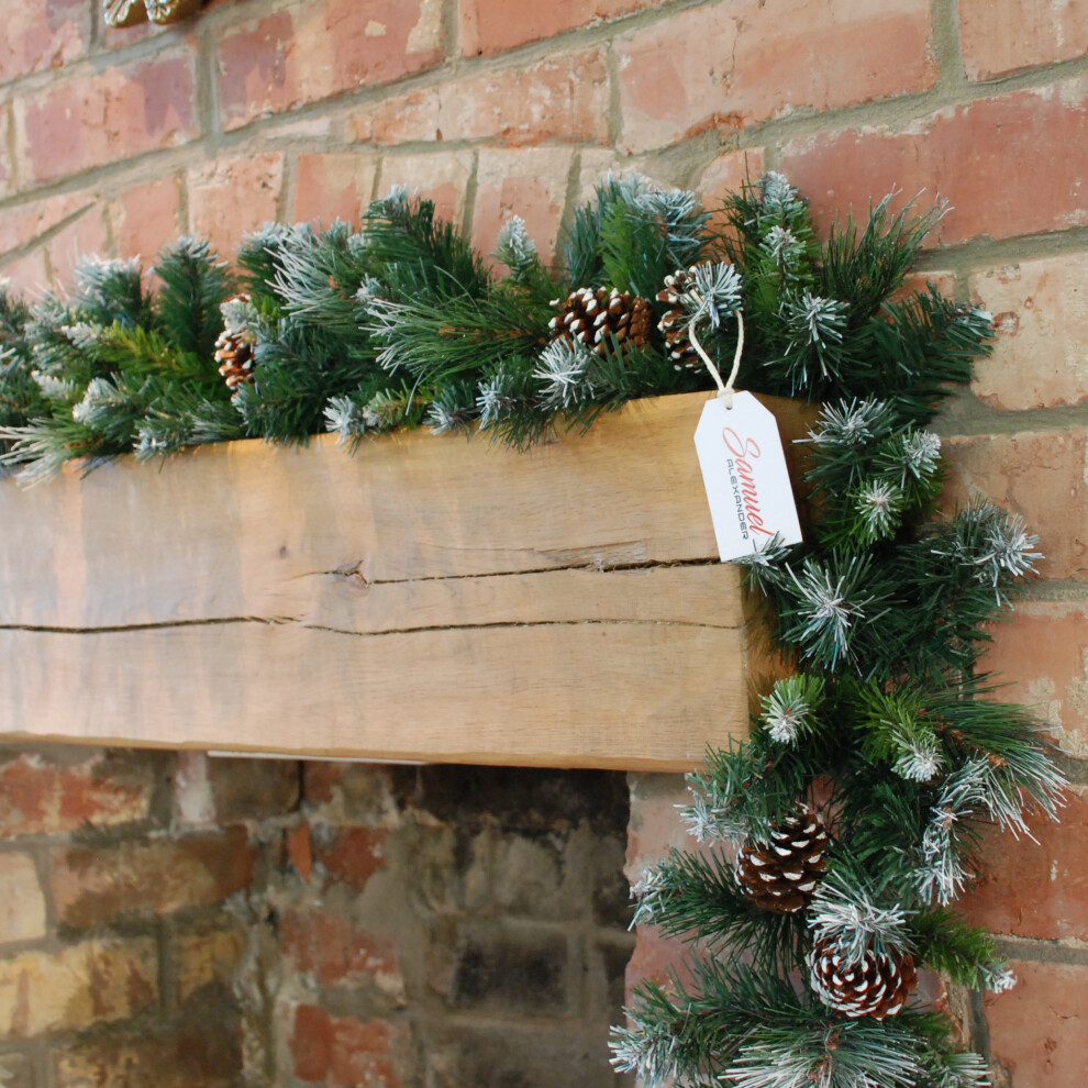 Samuel Alexander 270Cm X 25Cm Frosted Glacier Christmas Garland With Pine Cones
