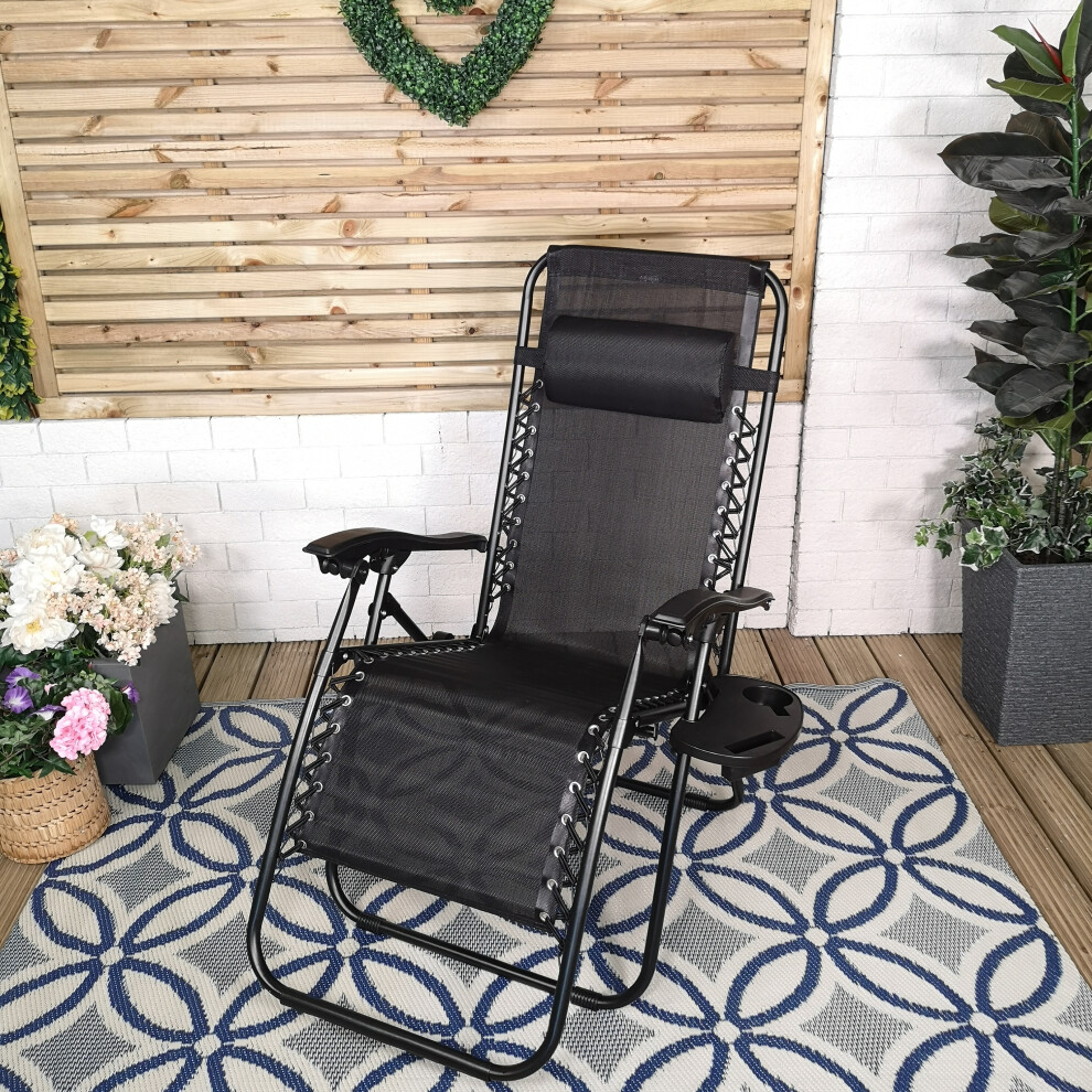 Samuel Alexander Multi Position Textoline Zero Gravity Garden Relaxer Chair Lounger Black
