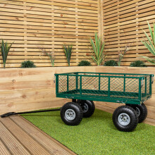 Green Heavy Duty Metal Festival Garden Truck Trolley with Pull Handle