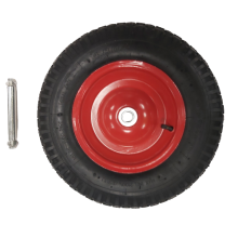 Replacement 16" x 4" Pneumatic Heavy Duty Garden Wheelbarrow Wheel & Axel In Red
