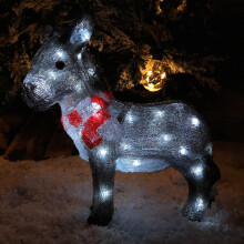 34cm Battery Operated Light up Acrylic Christmas Donkey Decoration with White LEDs