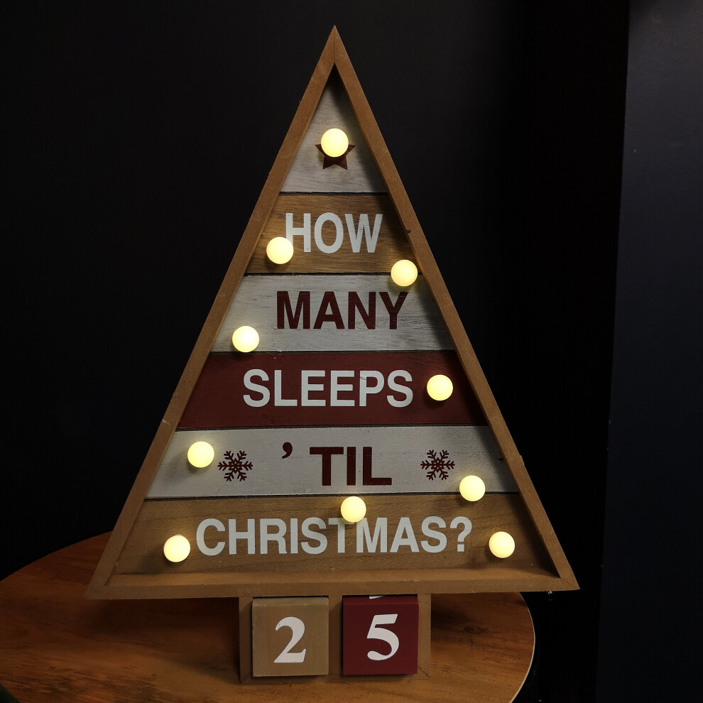 Rackhams White 42Cm Wooden Christmas Countdown Decoration With 10 Warm Leds - Image 4