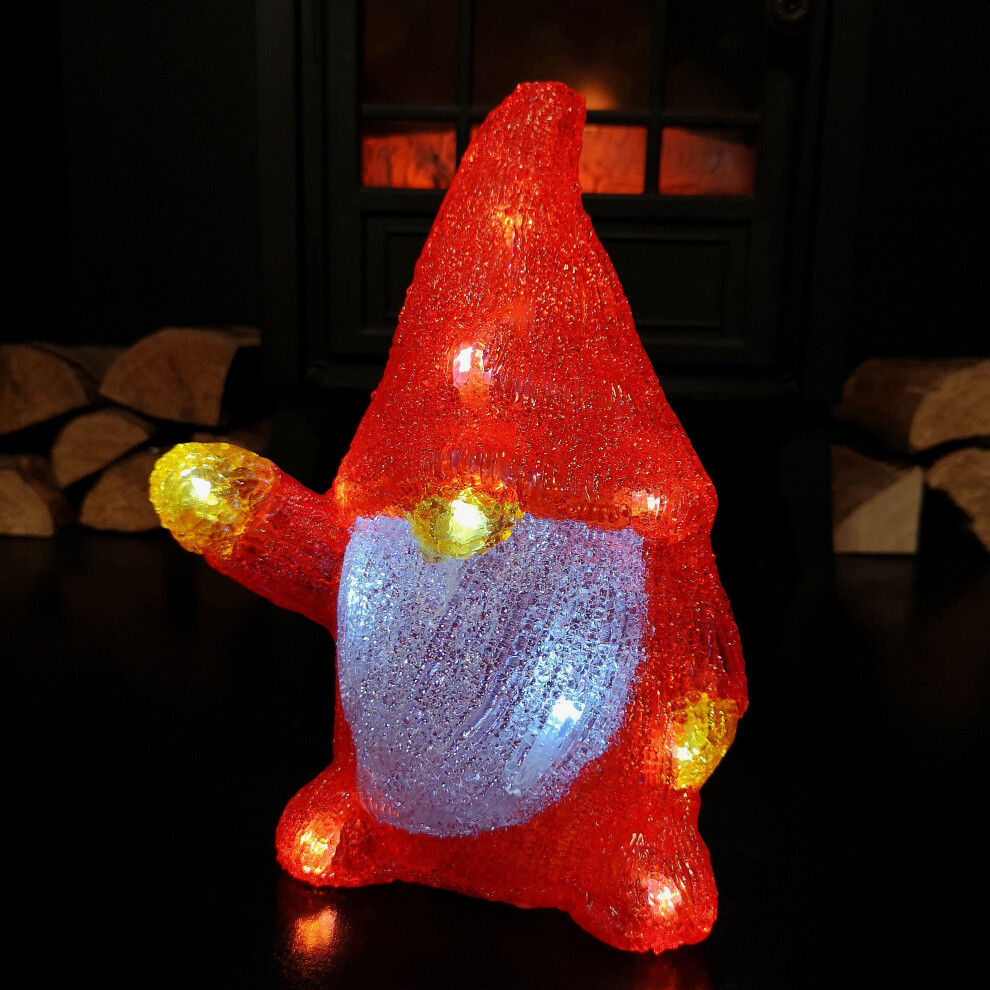Samuel Alexander Battery Operated Up Acrylic Christmas Gonk With Leds In Light/Red 23Cm