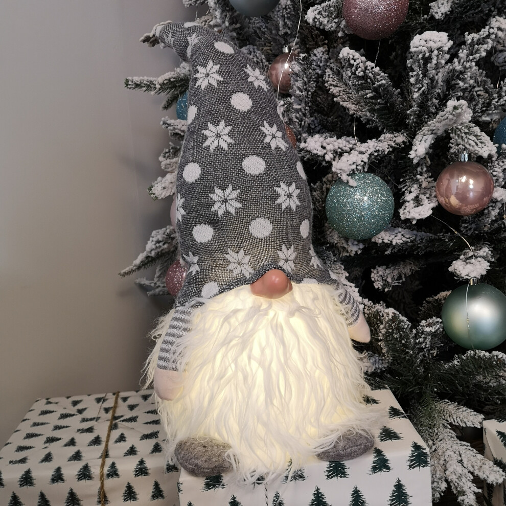 Samuel Alexander 56Cm Battery Operated Light Up Christmas Standing Gonk Decoration In Grey