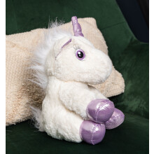 24cm Plush White Unicorn with Sparkly Purple Horn and Hooves
