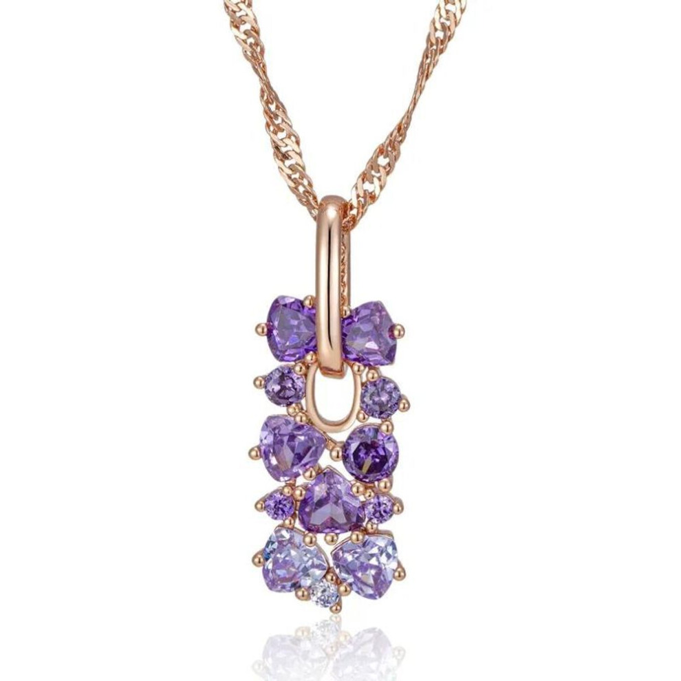 (purple) Sparkling Geometric Cut Purple Zircon Square Pendant Necklace For Women Party Daily Personality Jewelry