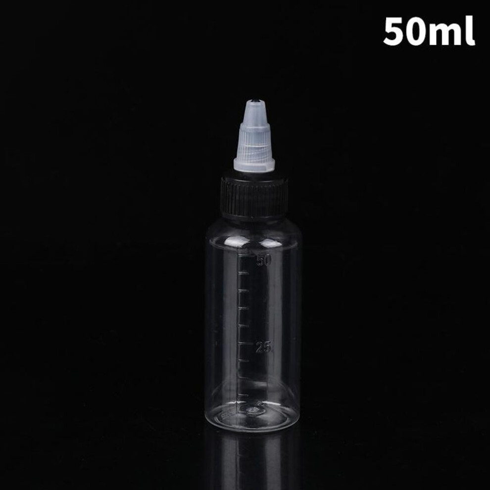 (50ml) 10/20/30/50/100ml Empty Hair Dye Bottle Twist Top Cap Refillable Squeeze Container With Graduated Scale For Tattoo Pigment Ink