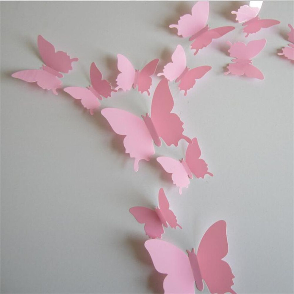 (classic rose) 12pcs 3D Butterfly Sticker Art Design Decal Wall Decals Kids Home Decor Magnet