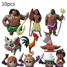 (Style C) Figurine Moana 10pcs Anime Statuary Cake Ornament Christmas Garnish Gifts Toys