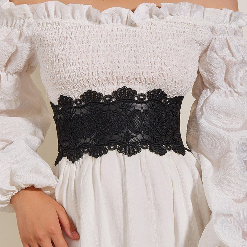 (L) Wide Corset Belts Elastic Waist Belt Ladies Waistband Fashion Stretch Womens Dress