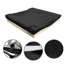 (120*120*20cm, Black) Sandbox Cover With Drawstring, Square Dust-proof Beach Sandbox Cover, Waterproof Sandpit Swimming Pool_h