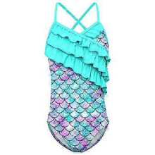 (120, One size) Little Girls One Piece Swimsuit Ruffle Sling Swimwear