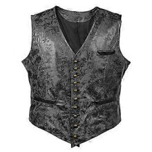(S, One size) Mens Casual Vintage Leather Vest