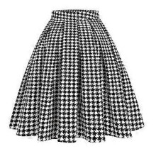 (S, One size) Skirt Women Vintage Pleated Polka Dot Skirt A-line Printed Mid Skirts
