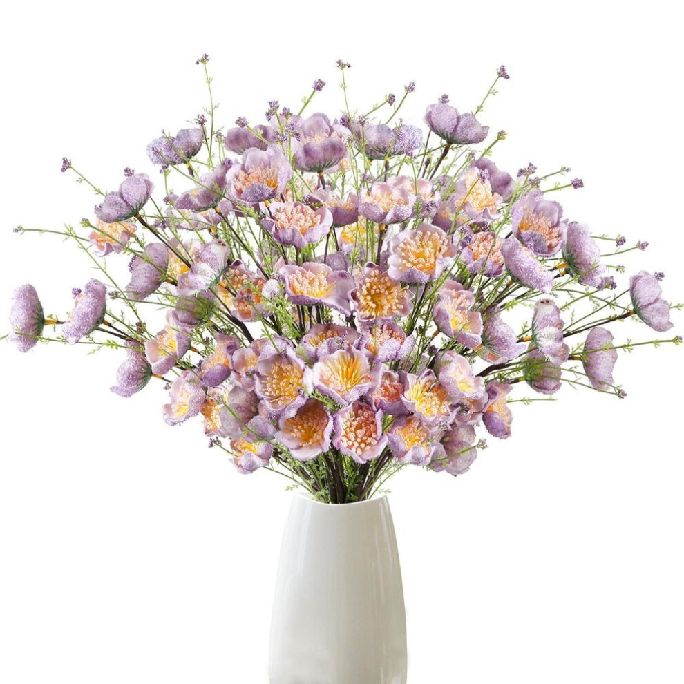 (purple) 8pcs Artificial Flowers 60cm Artificial Rhododendron Flowers Foam Flowers Azalea Flowers Fake Flowers For Home Tables Wedding Kitchen Decor