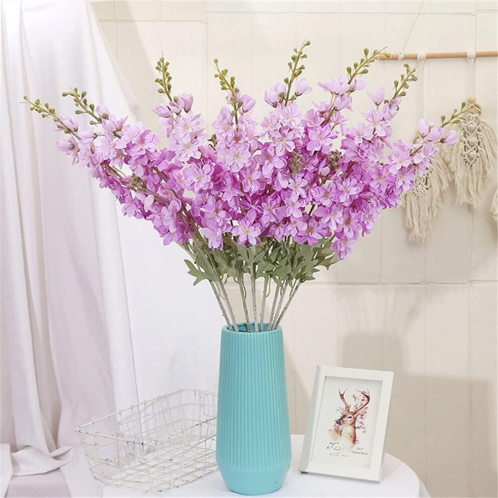 (purple) 6 Pcs Artificial Larkspur Flower 85cm Long Stem Flowers Silk Delphinium Flowers For Home Decor Indoor Outdoor Floral Centerpieces For Tables