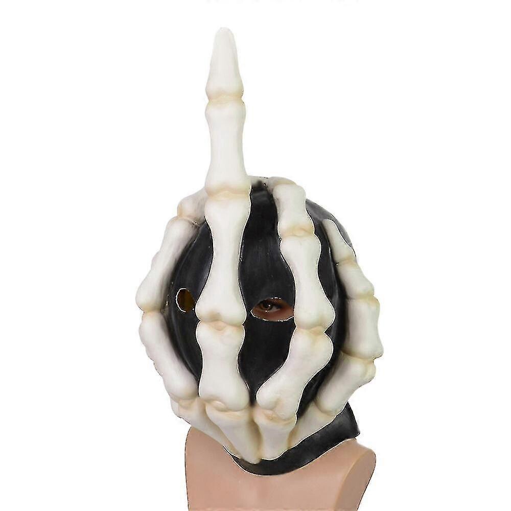 Halloween Skeleton Middle Finger Mask Full Head Cosplay Carnival Party ...