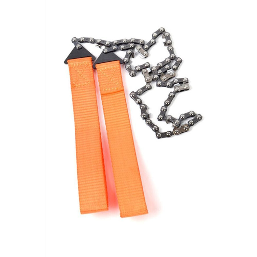 (orange) 24inch Survival Chain Saw Portable Manual Tree Limb Chain Saw Folding Manual Steel Rope Chain Saw Sharp For Camping/hiking
