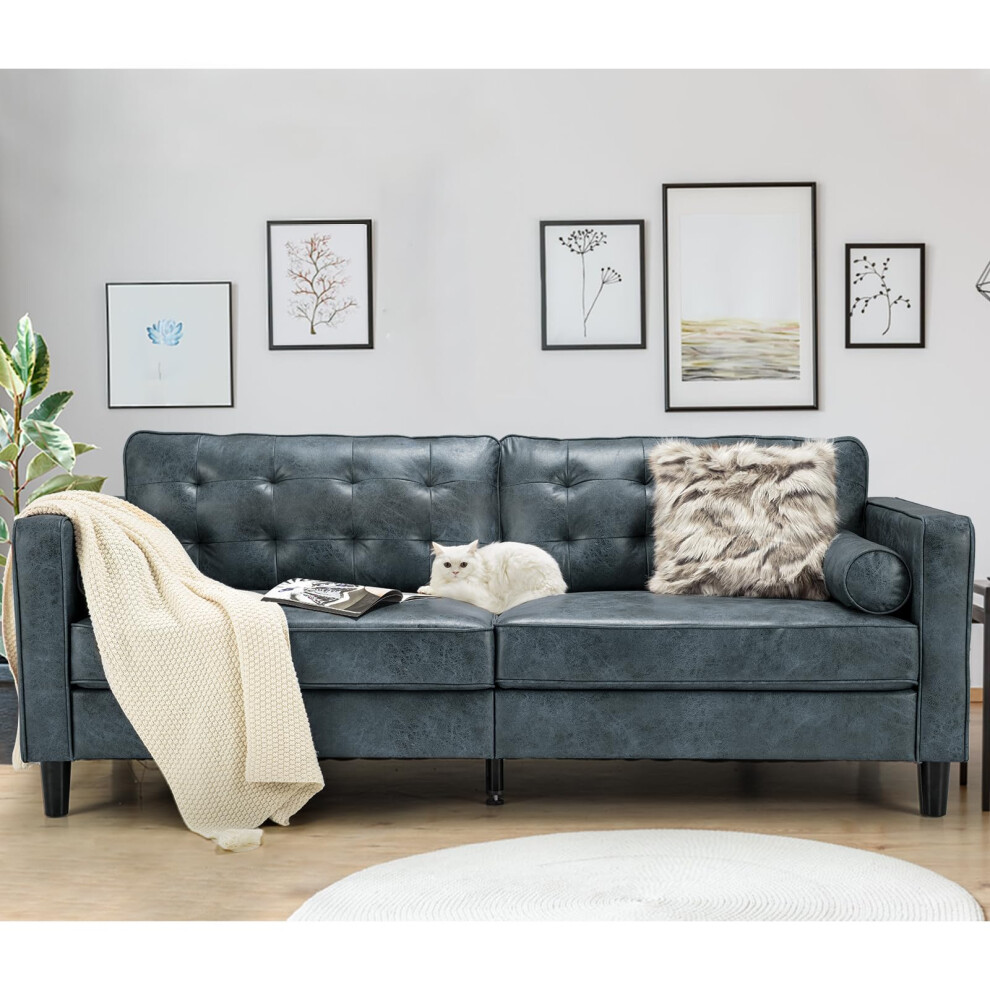 (Blue) YODOLLA 214cm 3 Seater Sofa Sleeper Sofa Loveseat
