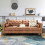 (Brown) YODOLLA 214cm 3 Seater Sofa Sleeper Sofa Loveseat 1