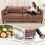 (Brown) YODOLLA 214cm 3 Seater Sofa Sleeper Sofa Loveseat 5