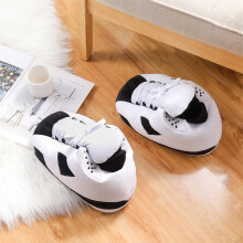 (White Black) Warm Funny Slippers Indoor Sneaker Cotton Sneakers Home Winter Plush Slippers