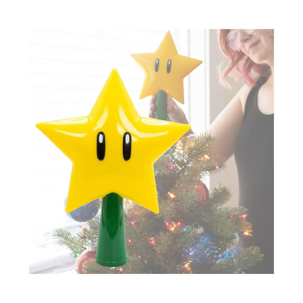 Mario Bros Super Star Light Light Up Holiday Xmas Tree Topper Party Decor Lamp
