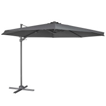 Ø3m Garden/Patio Cantilever Parasol/Umbrella, Tilt, 360 Rotation and Cover, Grey - DG267