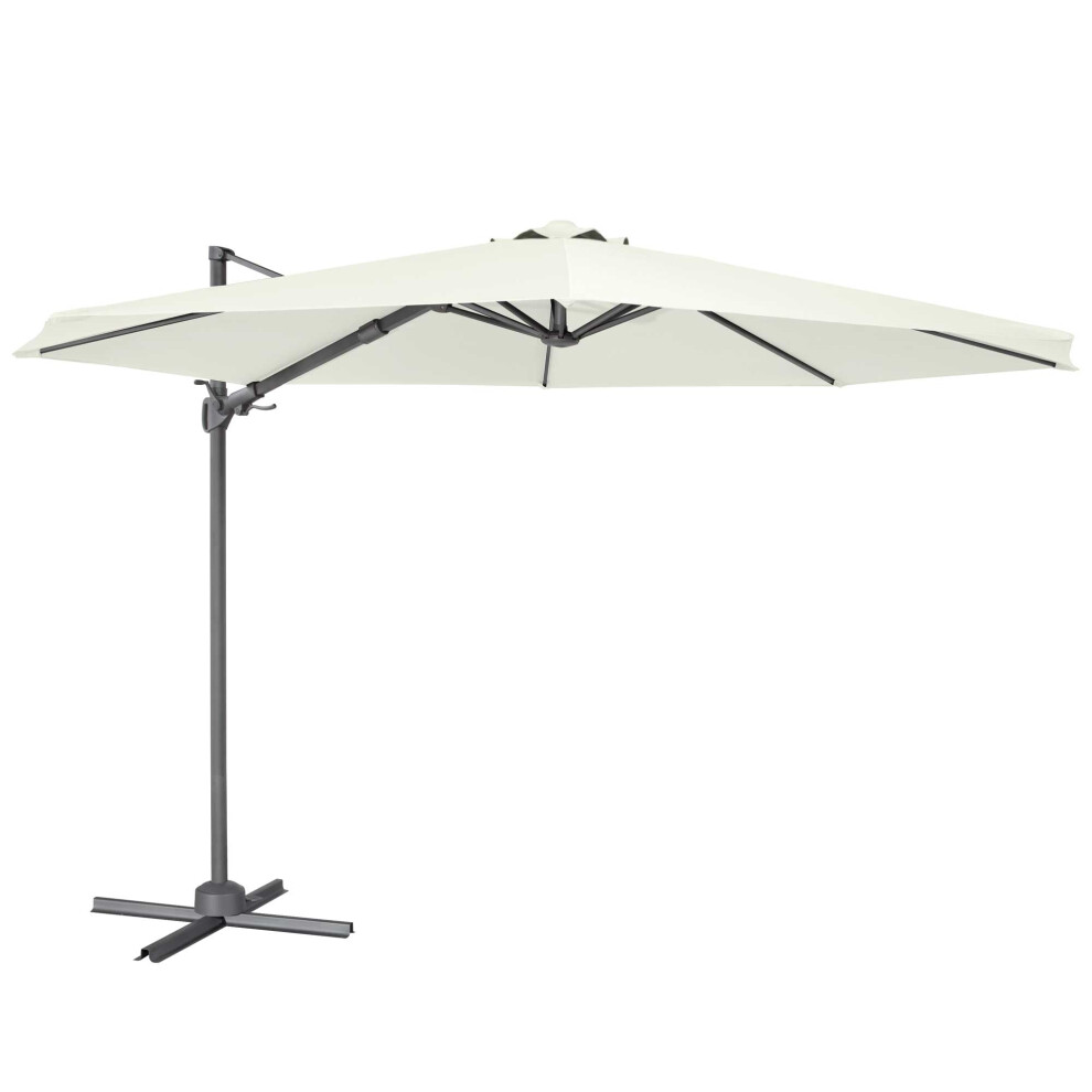 Ã3m Garden/Patio Cantilever Parasol/Umbrella, 360 Rotation, Tilt And Cover, Cream - DG268