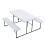 Living And Home (White) Foldable Picnic Table Bench Set with Parasol Hole 4