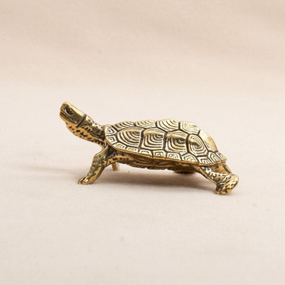 (gold) Retro Brass Tortoise Statue Desktop Ornaments Solid Copper Turtle Figurines