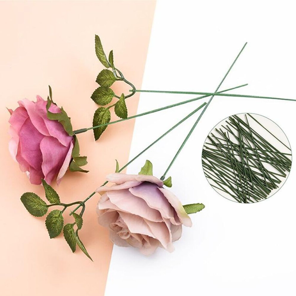 50pcs Artificial Flowers Pole Iron Wire Silk For Wedding Home Decor Diy Wreath