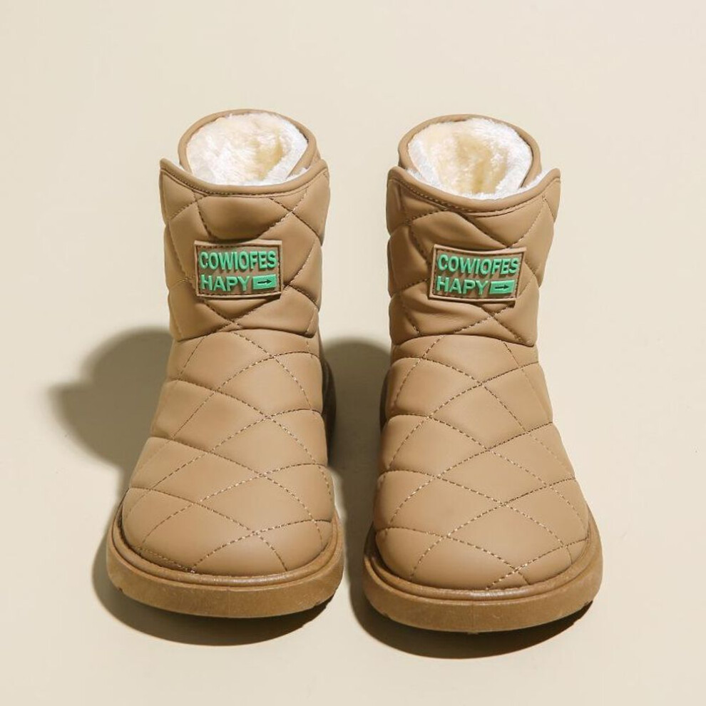 (khaki, 38) Ladies&apos; Thick Soled Snow Boots Warm Casual Shoes Cotton Shoes