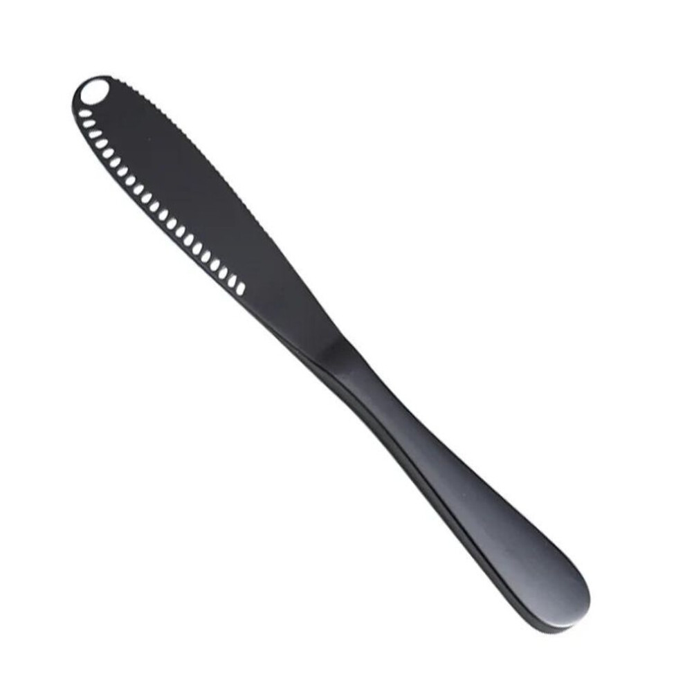 (black) Butter Knife Holes Cheese Dessert Knife Stainless Steel Jam Knife Cutlery Toast Wipe Cream Bread Cheese Cutter Kitchen Tools
