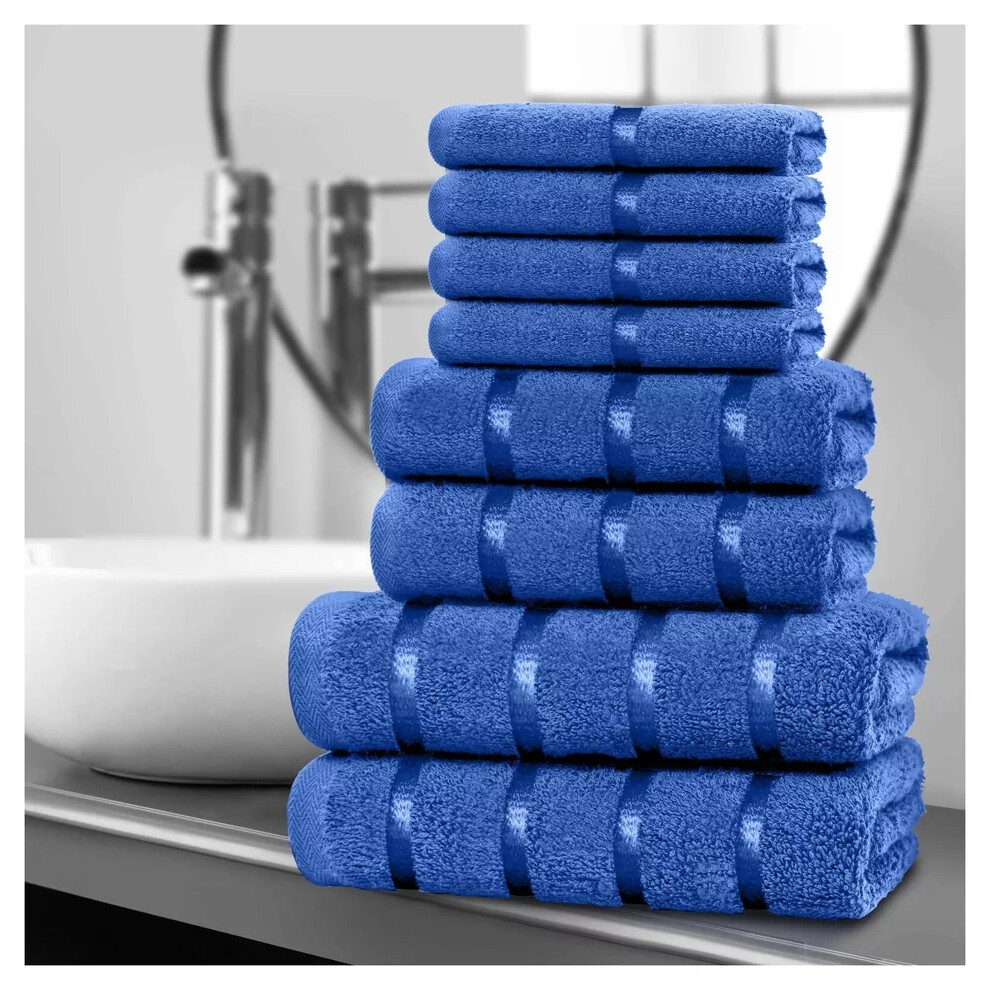 (Royal Blue) 8PC 100% Egyptian Cotton Towel Bale Set Bath Hand Face Towels Bathroom Accessory