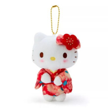 (Red) Kimono Kitty Hello Plush Keychain Pendant Bag Decoration Gift Tourist Souvenir