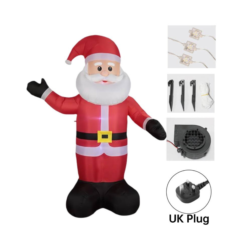 (Uk) Santa Inflatable Claus 4Ft Tall Xmas Decoration Christmas Yard Gift Led Light