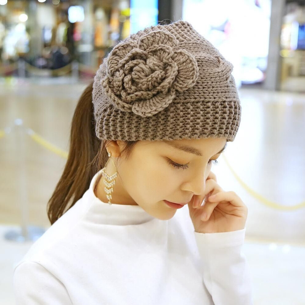 (khaki) 1 Piece Multicolor Womens Girls Ladies Wool Knitted Headband Winter Ski Hair Band Earmuffs Hairband