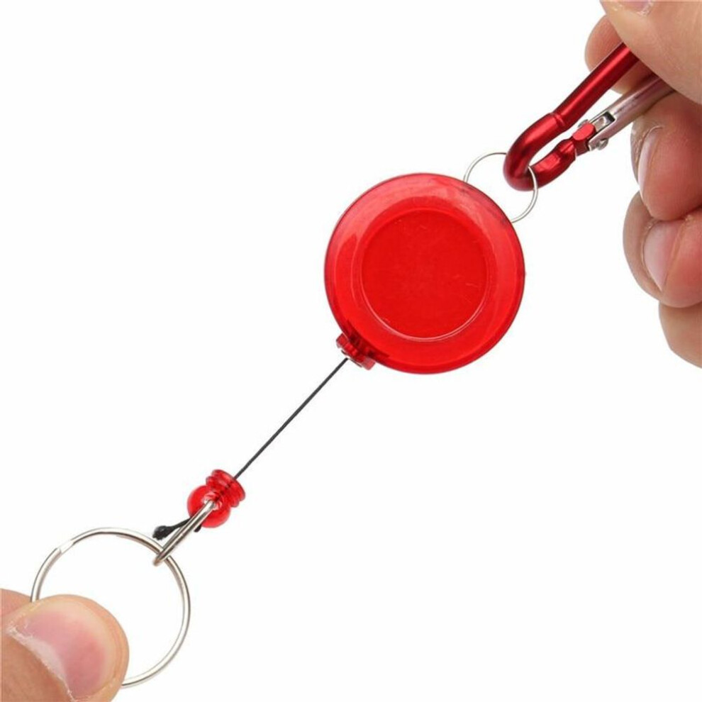 (red) Retractable Pull Key Chain Keyring Holder Key Chain Bus Id Card Badge Holder School Office Home