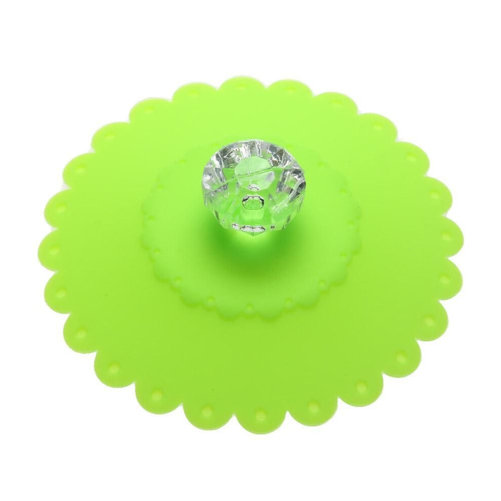 (green) 1PCS Lace Silicone Diamond Cup Lid Dustproof Leakproof Reusable Silicone Diamond  Seal Cover Thermal Insulation Cup Cover