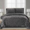 (Grey, Double) 3PCs Luxury Teddy Fleece Quilted Modern Bedspread 1